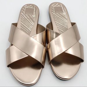 DOLCE VITA Rose Gold Cross Strap Slip On Sandal 10